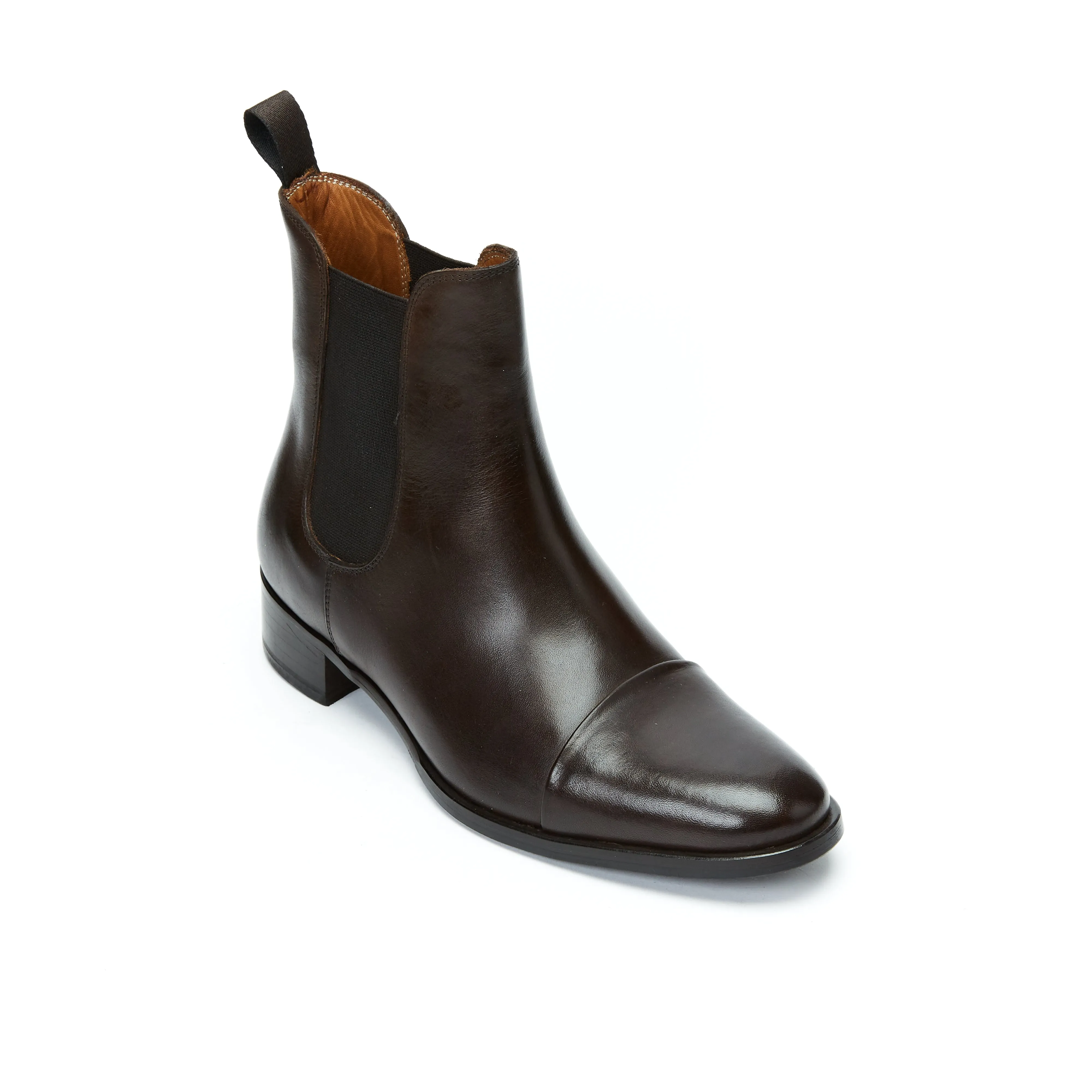 Straight cap chelsea boot dark brown