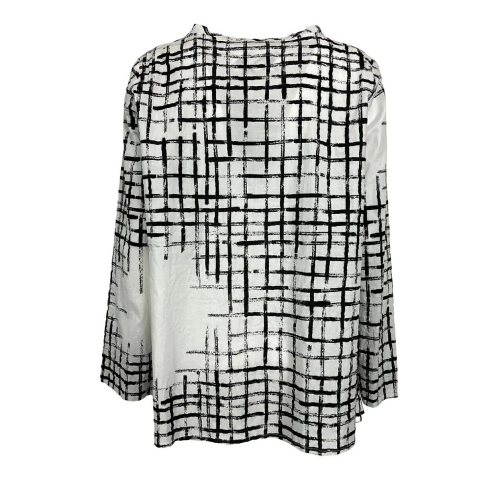 TADASHI blusa svasata quadri bianco/nero P242110 cotone MADE IN ITALY