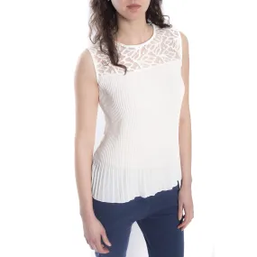 Top / Blusa DONNA con plissé e pizzo BIANCO Art. 14656