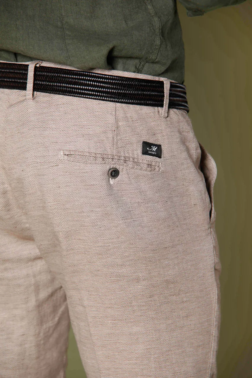 Torino Style pantalon chino homme en lin et coton avec motif il de perdrix slim