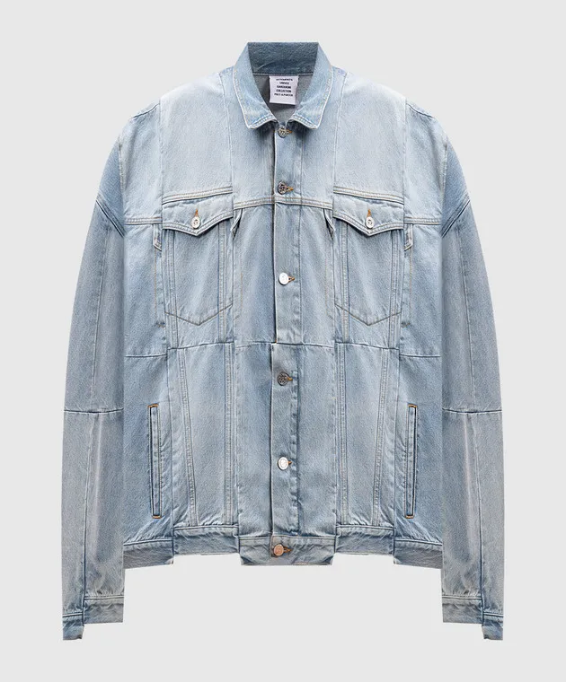 Vetements Giubbotto in denim blu con effetto invecchiato UA65JA833N