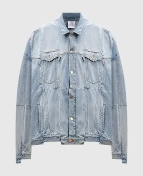 Vetements Giubbotto in denim blu con effetto invecchiato UA65JA833N