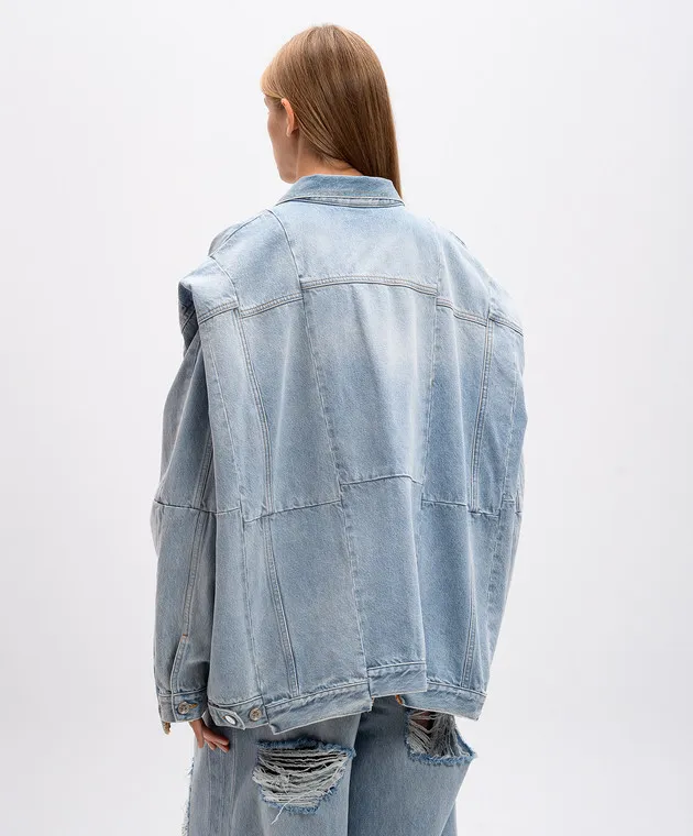 Vetements Giubbotto in denim blu con effetto invecchiato UA65JA833N