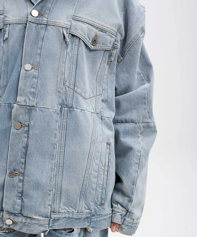 Vetements Giubbotto in denim blu con effetto invecchiato UA65JA833N