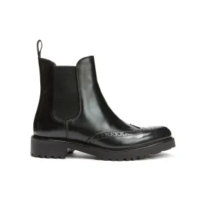 Wing tip chelsea boot black