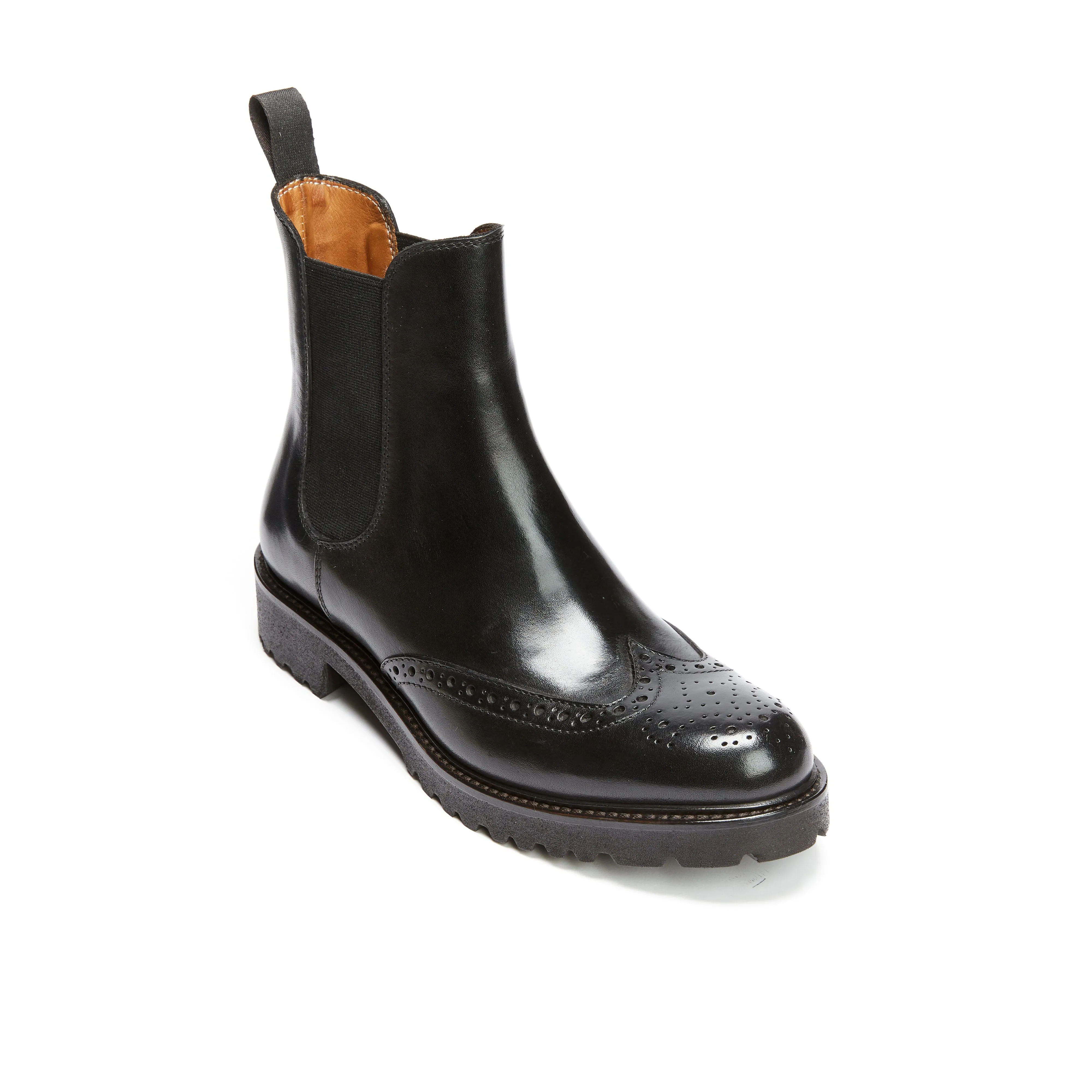 Wing tip chelsea boot black