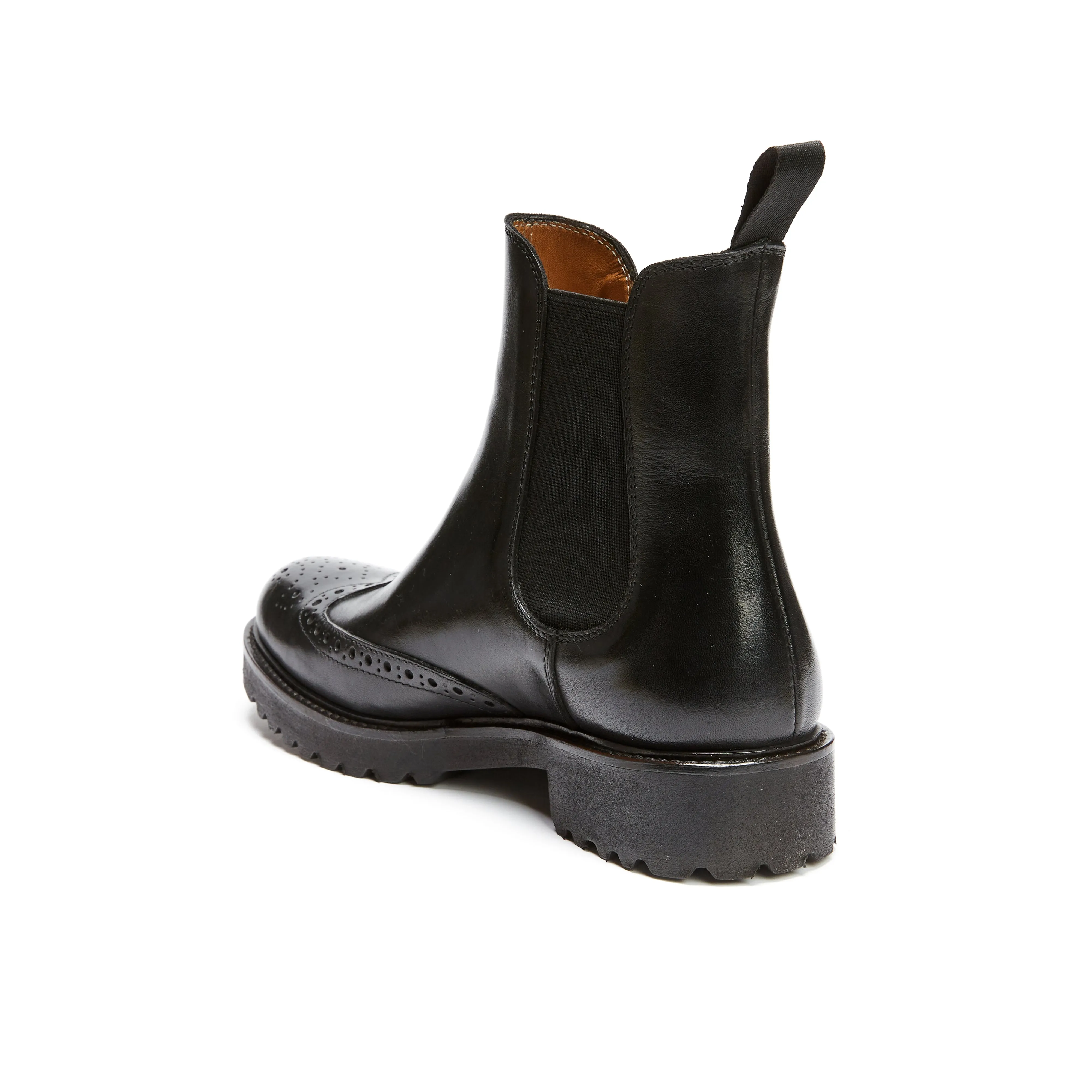 Wing tip chelsea boot black