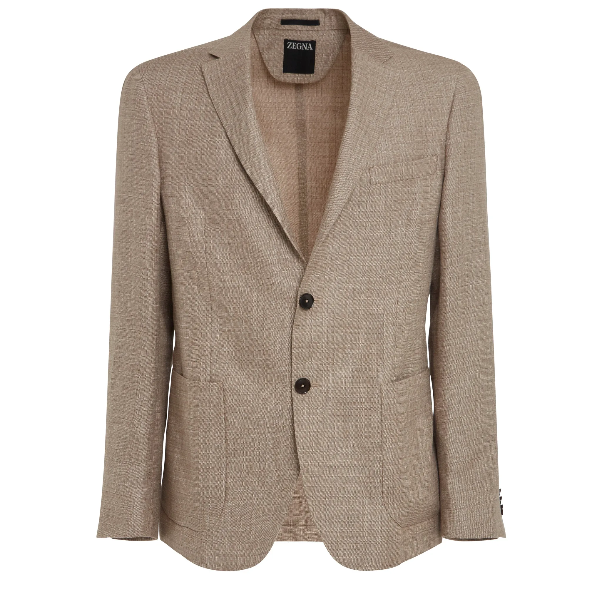 ZEGNA  Giacca mono petto in lino beige